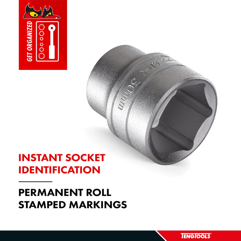 Teng Tools 1/4 Inch Drive 6 Point Metric Shallow Chrome Vanadium Sockets