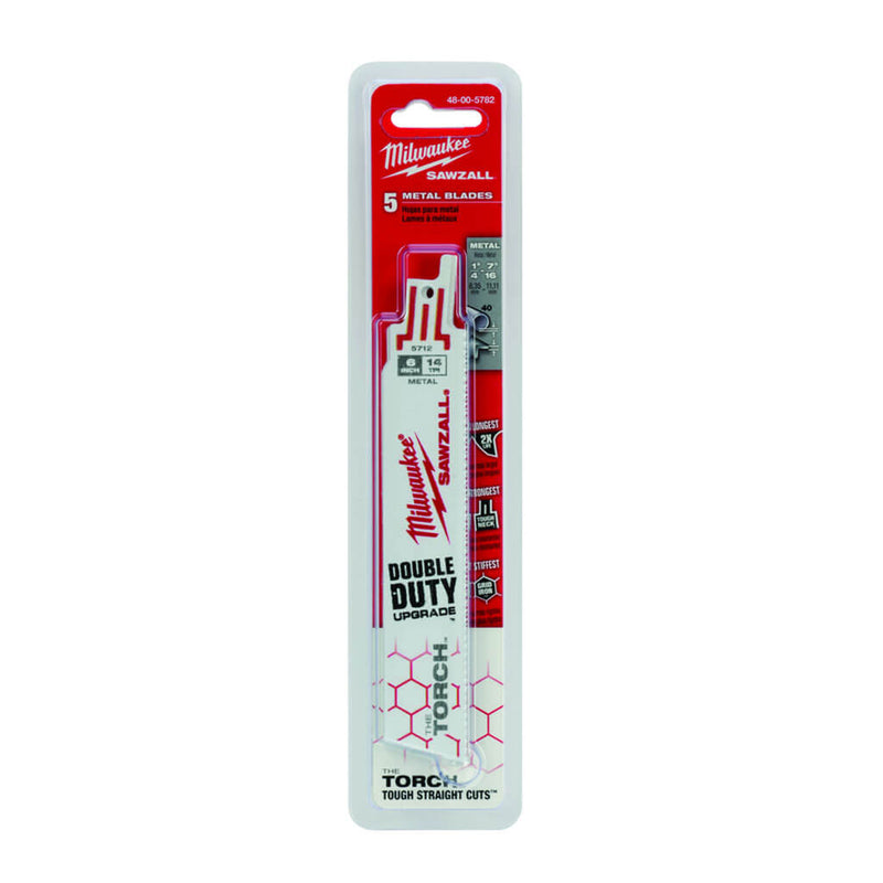 Milwaukee 48-00-5782 - 6" 14 TPI The Torch™ SAWZALL® Blades (5 Pk)