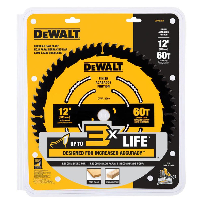 DEWALT DWA11260 - 12-IN 60T FINISH SAW ONE BLADE.