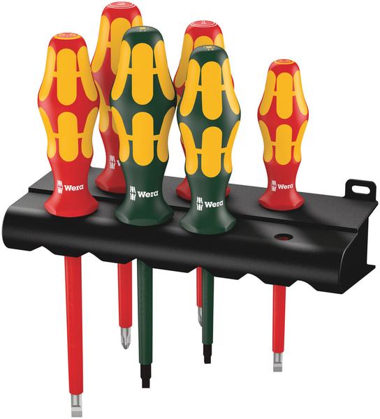 Wera 347777 - VDE Insulated Slotted/Phillips/Square Screwdriver Set + Rack