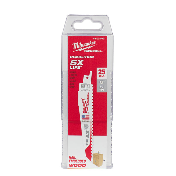 Milwaukee 48-00-8021 - 25pk "The AX" 6" Sawzall Blades