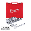 Milwaukee 48-22-9010 47pc 1/2" Drive Metric & SAE Ratchet and Socket Set with FOUR FLAT™ Sides