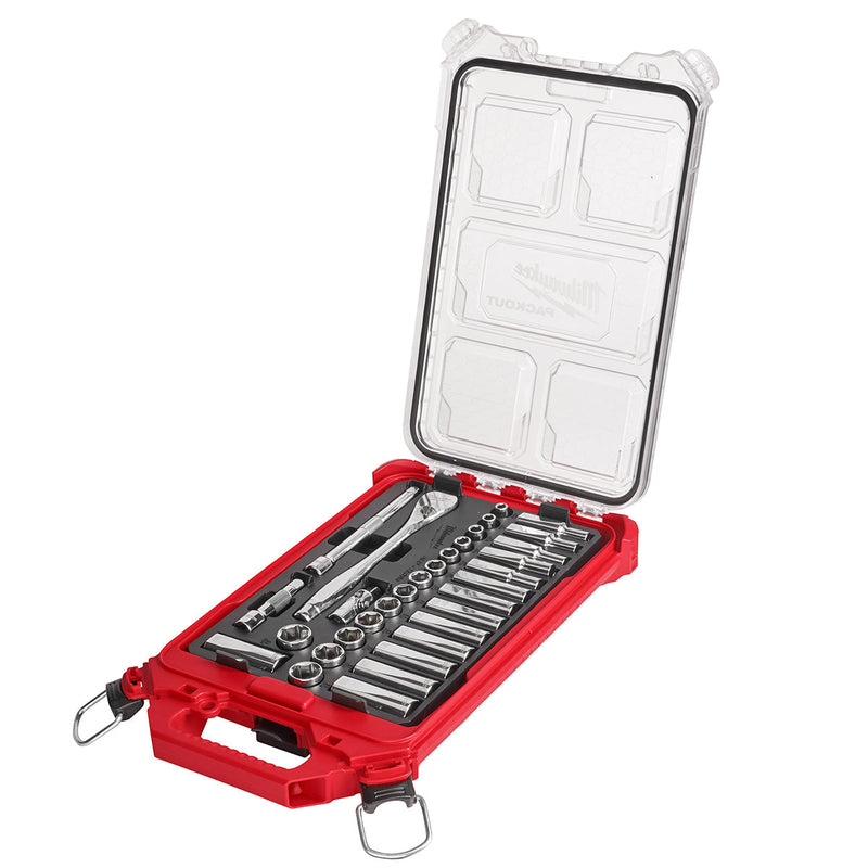 Milwaukee 48-22-9482 - 32pc 3/8" Metric Ratchet and Socket Set with PACKOUT™ Low-Profile Compact Organizer