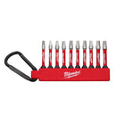 MILWAUKEE 48-32-4090 - #1, #2, #3 SQUARE 10PC CARABINER SHOCKWAVE BIT SET