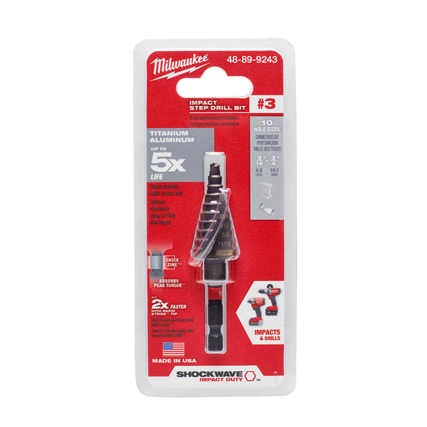 Milwaukee 48-89-9243 - SHOCKWAVE™ Impact Duty™ #3 Step Bit 3/16″ to 3/4″