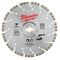 Milwaukee 49-93-7125 - 9" Universal Diamond Blade; For use with reinforced concrete, concrete, brick, block, green concrete, asphalt, stone, and granite