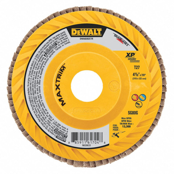 DEWALT Flap Disc: 7/8 in Mounting Hole Size, 40 Abrasive Grit, Coarse, Ceramic, Plastic