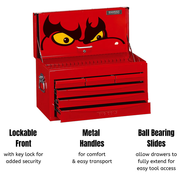 Teng Tools 6 Drawer Professional Steel Lockable Red SV Series Top Box - TC806SV