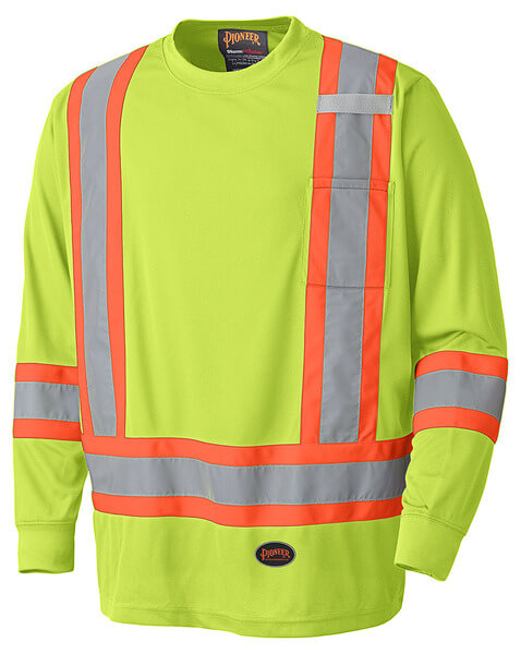 Pioneer Birdseye Hi-Viz Yellow Safety Long-Sleeve