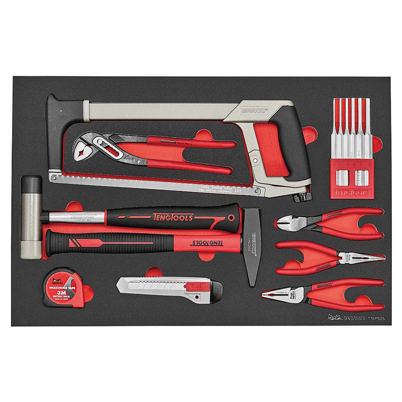 Teng Tools 25 Piece Garage and Auto Mechanics and DIY General Service Repair Tool Set - TTEPS25