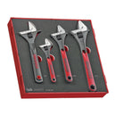 Teng Tools 4 Piece Adjustable Wrench Foam Set (6 Inch, 8 inch, 10 inch, 8 inch wide jaw) - TEDADJ4