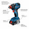 Bosch GDX18V-1800B12 18V 1/4" EC Brushless Impact Wrench Kit w/ 2.0 Ah Battery