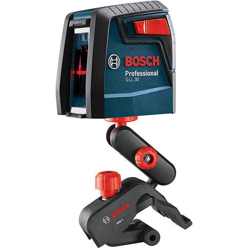 Bosch GLL30 30-foot Self Leveling Red Beam Cross Line Laser w/ Clamping Mount