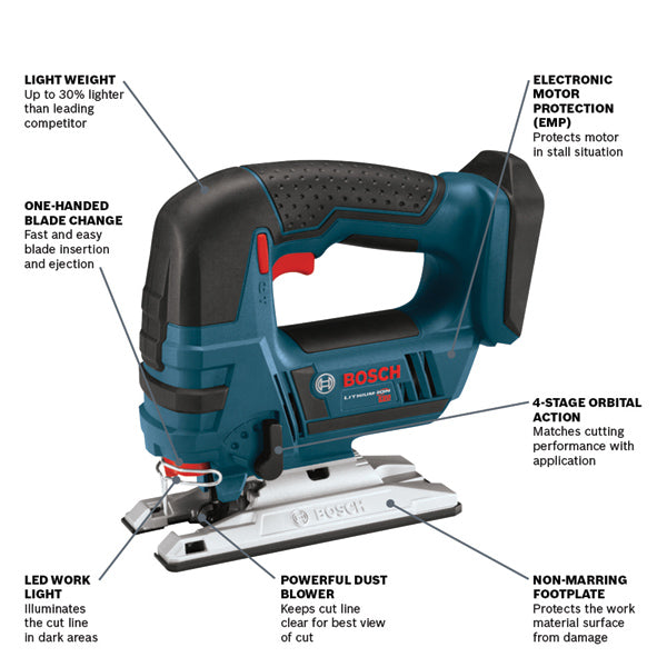 Bosch JSH180B-KITBAT18V 3-1/2" Cordless Jigsaw w/ 4.0 Ah Battery