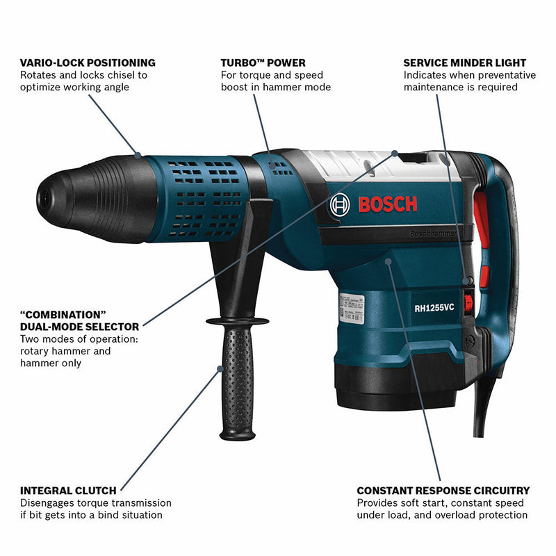 Bosch RH1255VC 120V 2" Corded SDS-max Heavy Duty Rotary Hammer