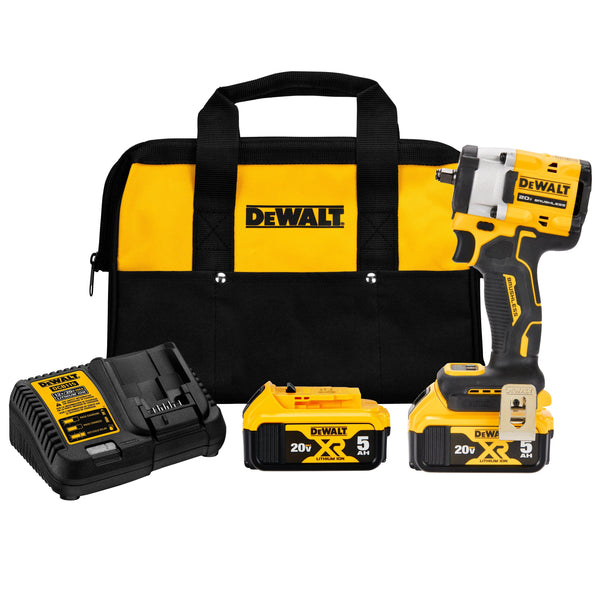 DEWALT 20V MAX ATOMIC DCF923P2 - 3/8" IMPACT WRENCH (HOG RING) (5.0AH) W/ 2 BATTERIES AND BAG