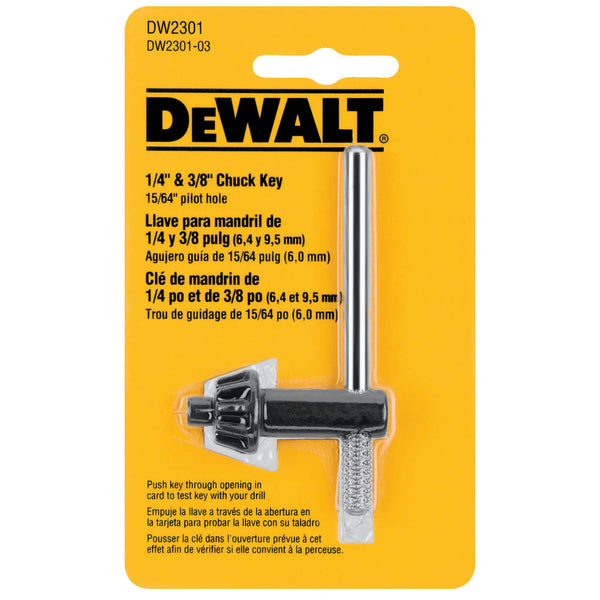 DEWALT DW2301 1/4-Inch and 3/8-Inch Chuck Key with 15/64-Inch Pilot