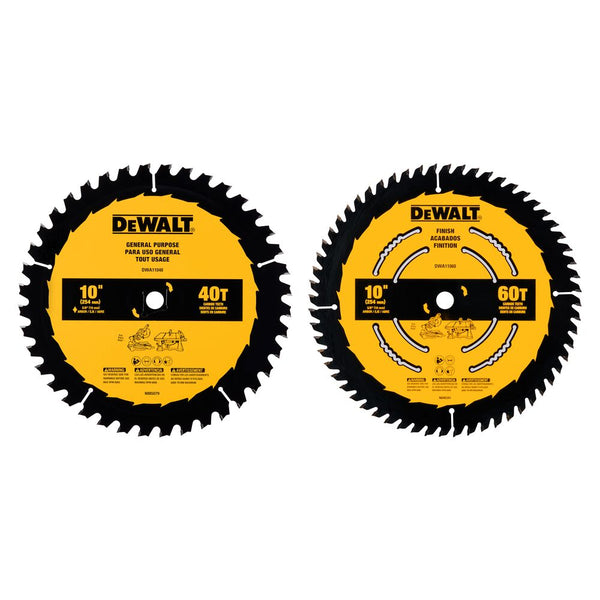 Dewalt DWA110CMB - 10 IN 60T & 40T SAW ONE BLADE CONSTRUCTION BLADE SET