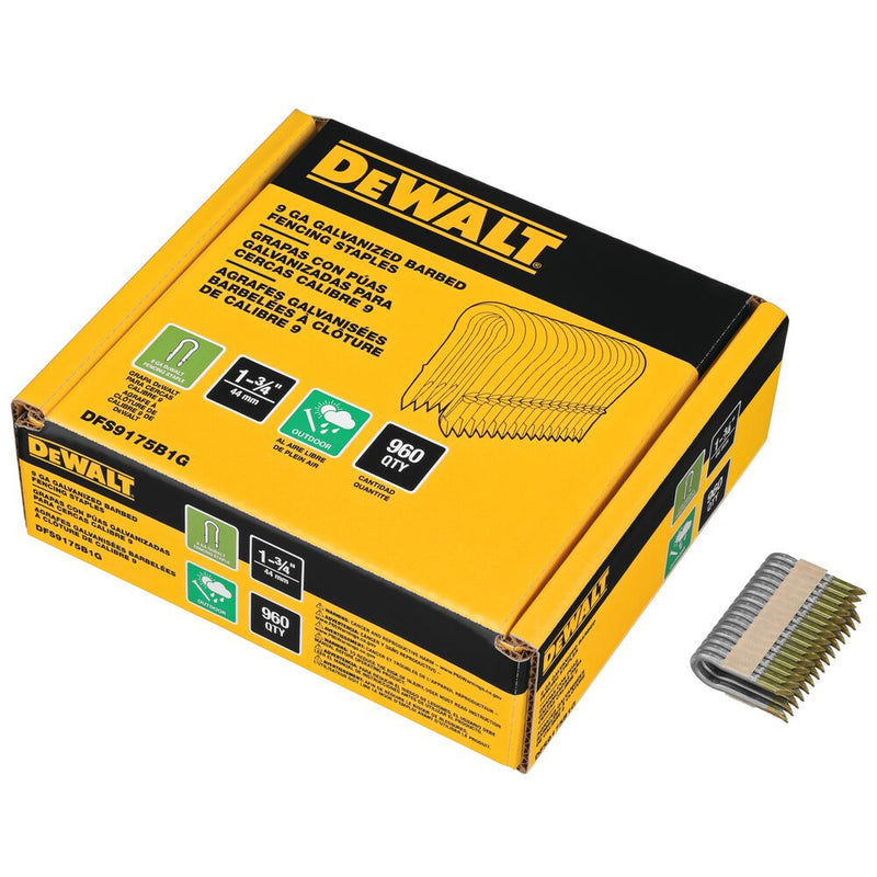 DEWALT DFS9175B1G 9 GA GALVANIZED BARBED FENCING STAPLES