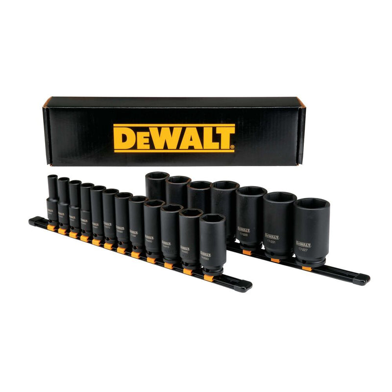 DEWALT DWMT19239 19 PIECE 1/2 IN DRIVE DEEP IMPACT SOCKET SET 6 PT