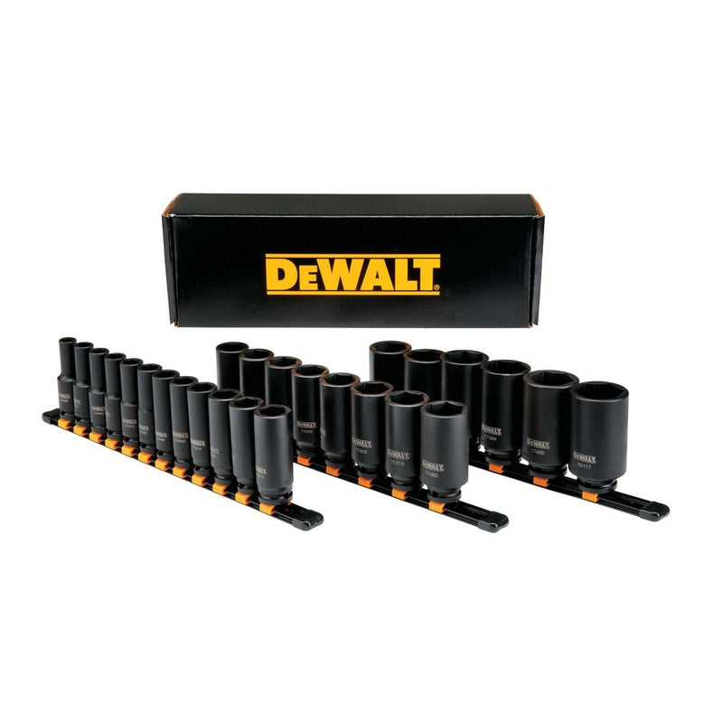 DEWALT DWMT19242 26 PIECE 1/2 IN DRIVE DEEP METRIC IMPACT SOCKET SET 6 PT