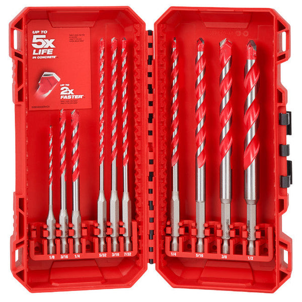 Milwaukee 48-20-9058 - SHOCKWAVE IMPACT DUTY Carbide Multi-Material Drill Bit Kit 10-Piece