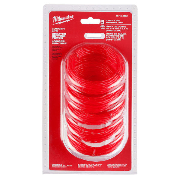 MILWAUKEE 49-16-2782 - .095″ x 20ft Trimmer Line 5-Pack