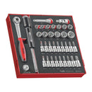 Teng Tools 36 Piece 3/8 Inch Drive 6 Point Metric Regular/Shallow & Bit Foam Socket Set - TED3836