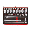 Teng Tools 32 Piece 3/4 Inch Drive 6 & 12 Point Metric/SAE Regular/Shallow Foam Socket Set - TTESK32