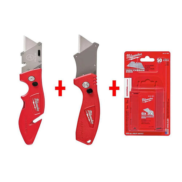 Milwaukee 48-22-1501g - Fastback Utility Flip Knife 2-Pack With BONUS 50pk Blades!