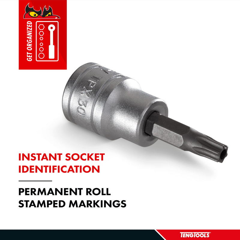 Teng Tools 3/8 Inch Drive Tamper Proof Torx TPX Chrome Vanadium Sockets