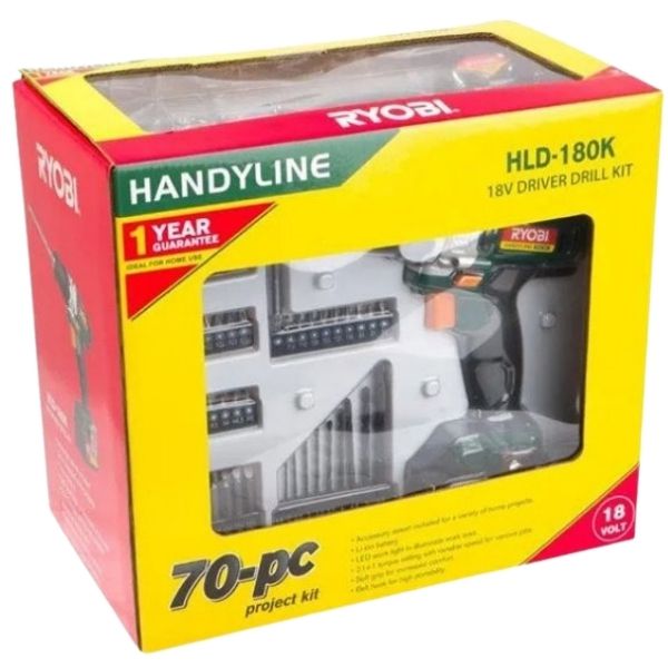 RYOBI HLD-180K 18V Drill 70Piece Project Kit